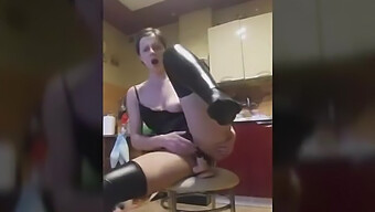 A Sexy Polish Babe Enjoys Riding A Dildo On A Chair